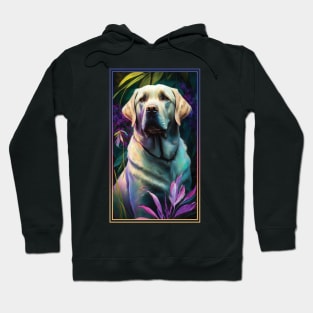 Labrador Retriever Dog Vibrant Tropical Flower Tall Digital Oil Painting Portrait 3 Hoodie